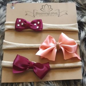 3 nylon headband bows